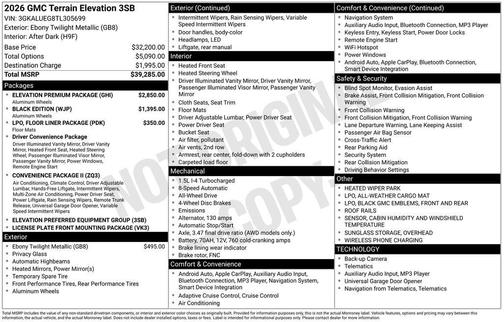Ebony Twilight Metallic 2026 GMC Terrain Elevation