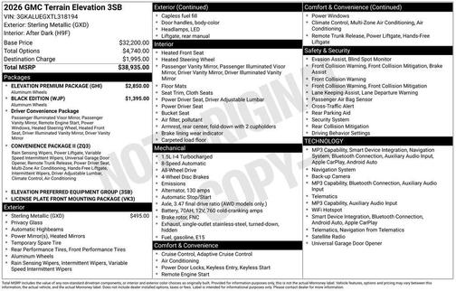 Sterling 2026 GMC Terrain Elevation