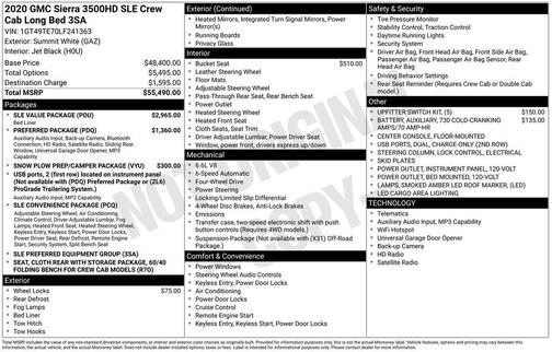 Summit White 2020 GMC Sierra 3500 SLE