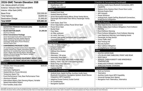Volcanic Red 2026 GMC Terrain Elevation