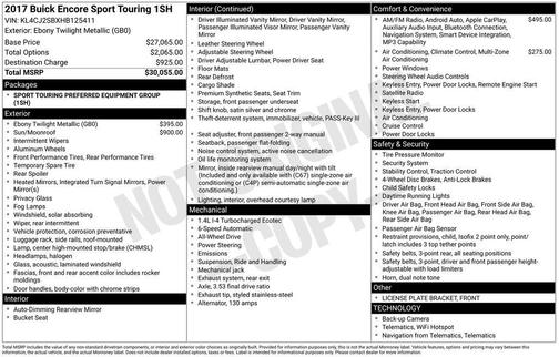 Ebony Twilight Metallic 2017 Buick Encore Sport Touring