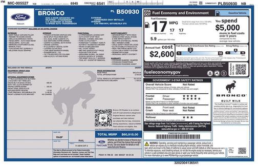 Carbonized Gray Metallic 2023 Ford Bronco Wildtrak