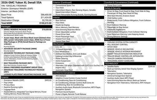 Metallic 2026 GMC Yukon XL Denali
