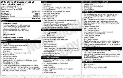 Summit White 2023 Chevrolet Silverado 1500 LT