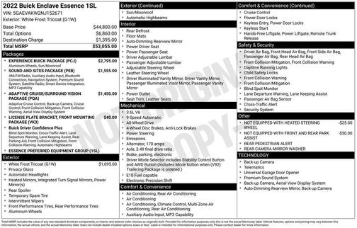 White Frost Tri-Coat 2022 Buick Enclave Essence