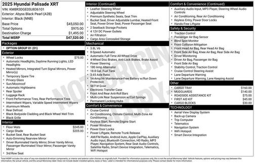 Abyss Black Pearl 2025 Hyundai PALISADE XRT