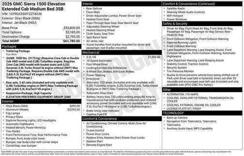 Onyx Black 2026 GMC Sierra 1500 Elevation