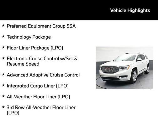 White Frost Tri-Coat 2019 GMC Acadia Denali