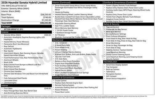 2026 Hyundai SONATA Hybrid Limited