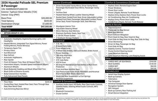 2026 Hyundai PALISADE SEL PREMIUM 8P