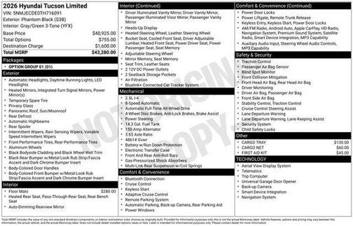 Phantom Black 2026 Hyundai TUCSON Limited