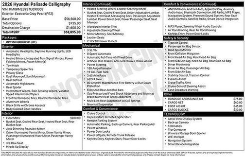 2026 Hyundai PALISADE Calligraphy