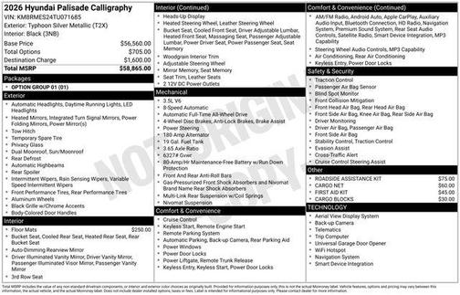 2026 Hyundai PALISADE Calligraphy