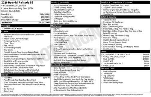 2026 Hyundai PALISADE SE