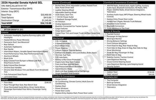 2026 Hyundai SONATA Hybrid SEL