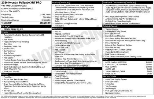 Gray Pearl 2026 Hyundai PALISADE XRT Pro