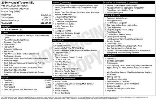 Gray 2026 Hyundai TUCSON SEL
