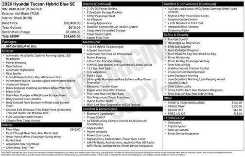 2026 Hyundai TUCSON Hybrid Blue SE