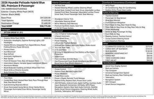 2026 Hyundai Palisade Hybrid Blue SEL Premium 8P