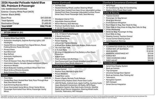 2026 Hyundai Palisade Hybrid Blue SEL Premium 8P