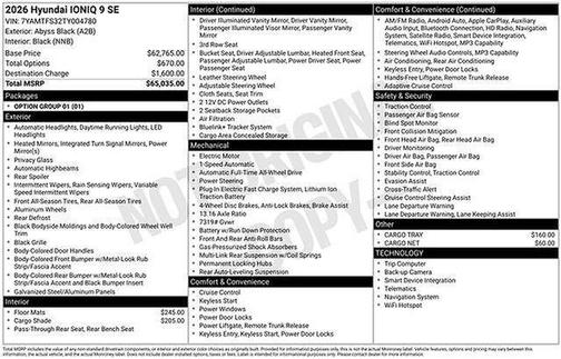 Black 2026 Hyundai IONIQ 9 SE