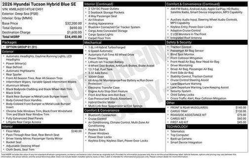2026 Hyundai TUCSON Hybrid Blue SE