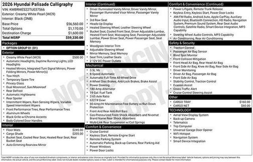 2026 Hyundai PALISADE Calligraphy