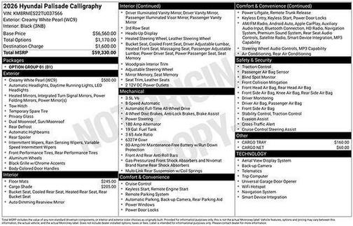 2026 Hyundai PALISADE Calligraphy