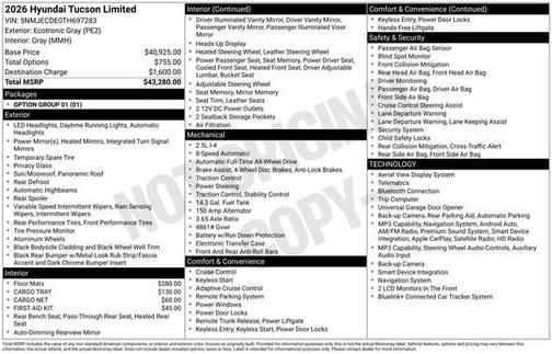 Gray 2026 Hyundai TUCSON Limited