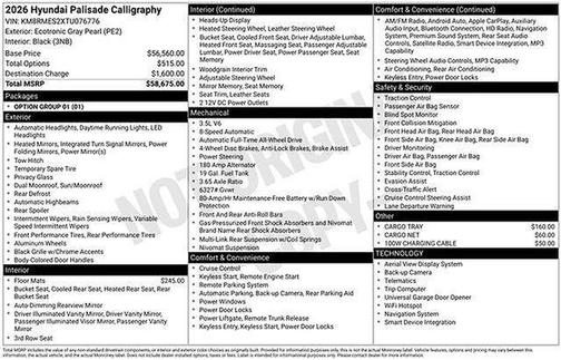 2026 Hyundai PALISADE Calligraphy