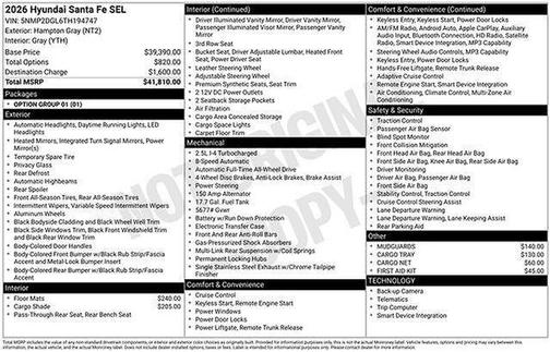 2026 Hyundai SANTA FE SEL