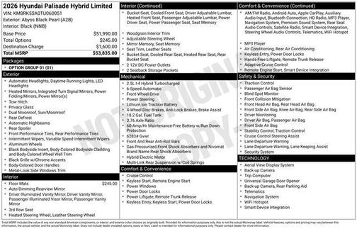 2026 Hyundai Palisade Hybrid Limited