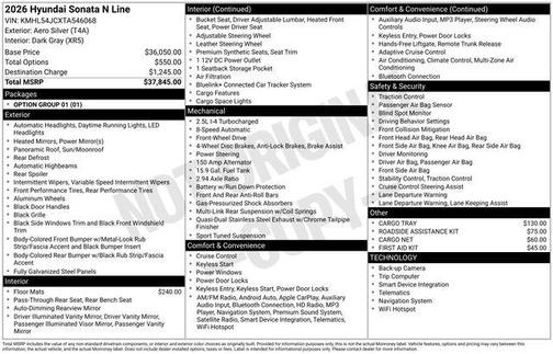 Silver 2026 Hyundai SONATA N Line