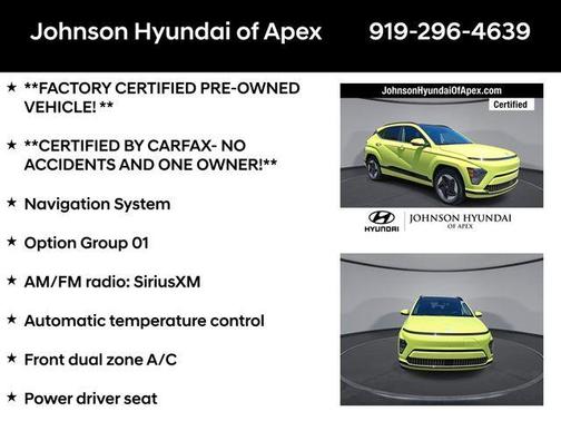 Yellow 2024 Hyundai KONA EV Limited