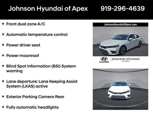 Platinum White 2024 Honda Civic EX-L