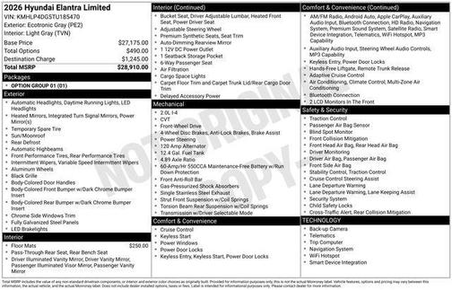 Gray 2026 Hyundai ELANTRA Limited