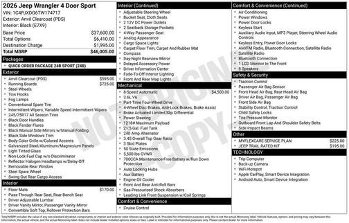 2026 Jeep Wrangler Sport