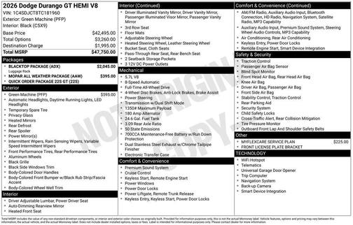 2026 Dodge Durango GT HEMI V8