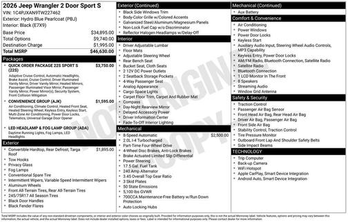 2026 Jeep Wrangler Sport