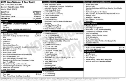 2026 Jeep Wrangler Sport