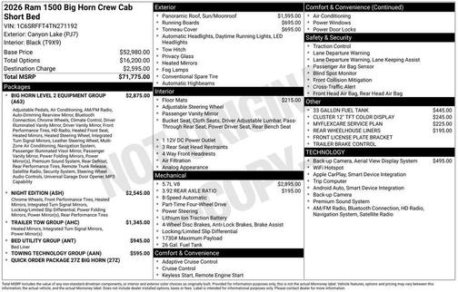 2026 RAM 1500 Big Horn/Lone Star