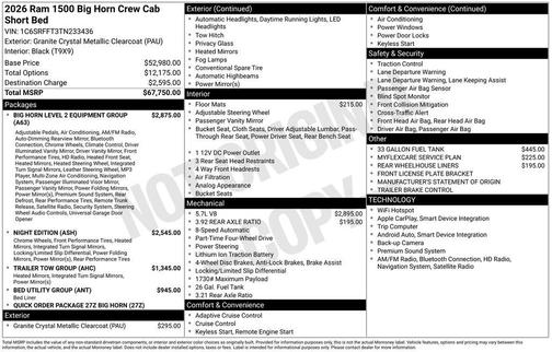2026 RAM 1500 Big Horn/Lone Star