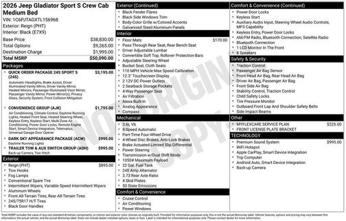 2026 Jeep Gladiator Sport