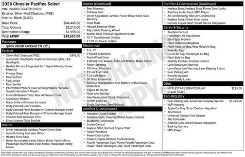 2026 Chrysler Pacifica Select