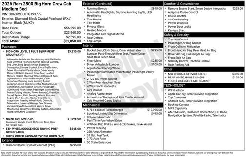 2026 RAM 2500 Big Horn