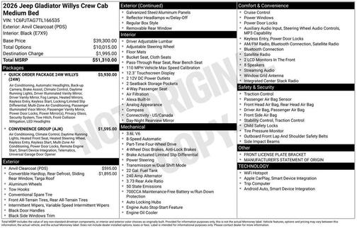 Anvil Clearcoat 2026 Jeep Gladiator Sport