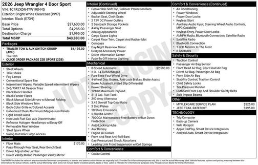 2026 Jeep Wrangler Sport