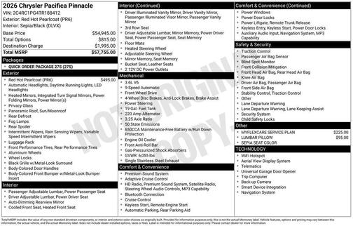 2026 Chrysler Pacifica Pinnacle