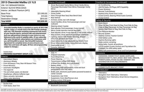 2013 Chevrolet Malibu 1LS