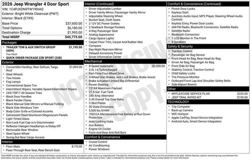 2026 Jeep Wrangler Sport